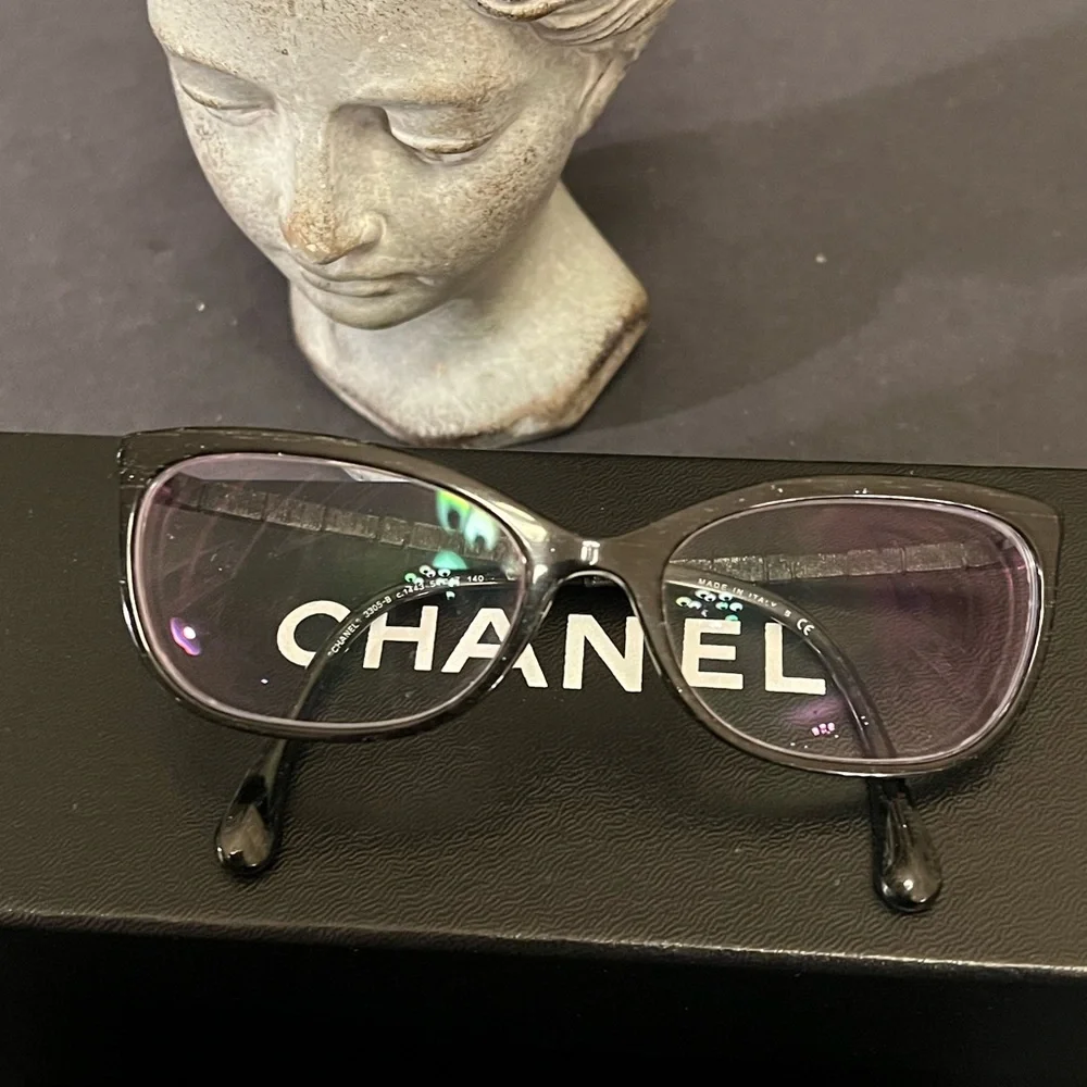 Chanel Women's Swarovski Jeweled Eyeglasses 3305 B c.1443 54mm Sparkle Black GUC